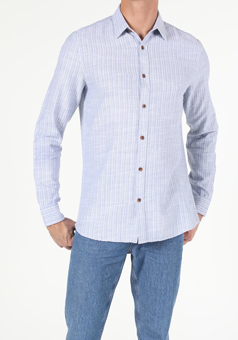 Зображення Сорочка З Довгим Рукавом Чоловіча Блакитна  Cl1053686