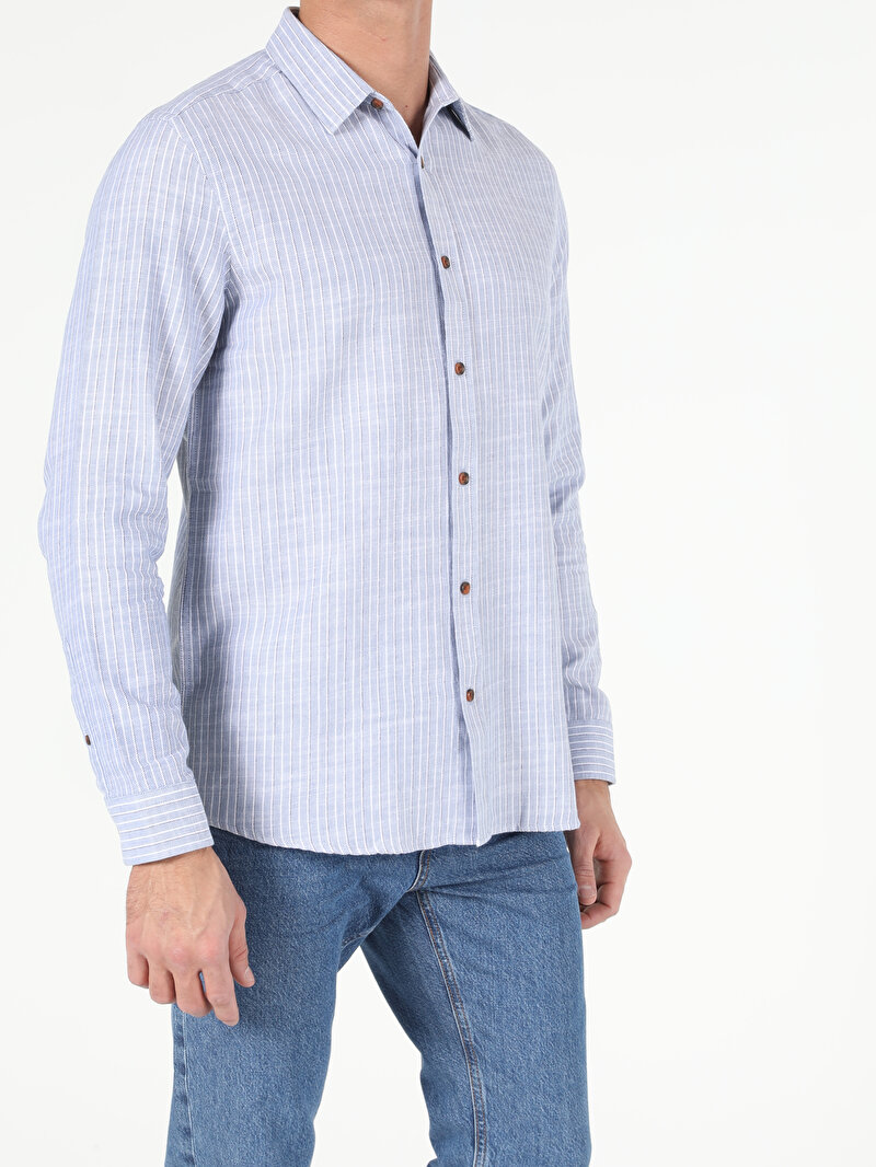 Показати інформацію про Сорочка З Довгим Рукавом Чоловіча Блакитна  Cl1053686