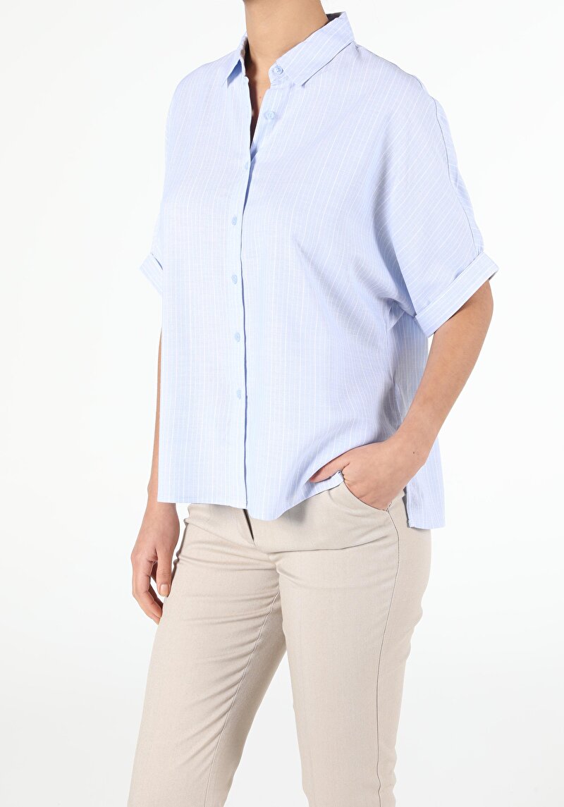 Зображення Сорочка З Коротким Рукавом Жіноча Блакитна Cl1053413