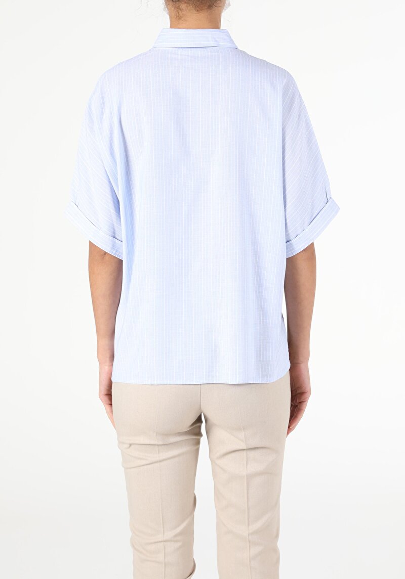 Зображення Сорочка З Коротким Рукавом Жіноча Блакитна Cl1053413