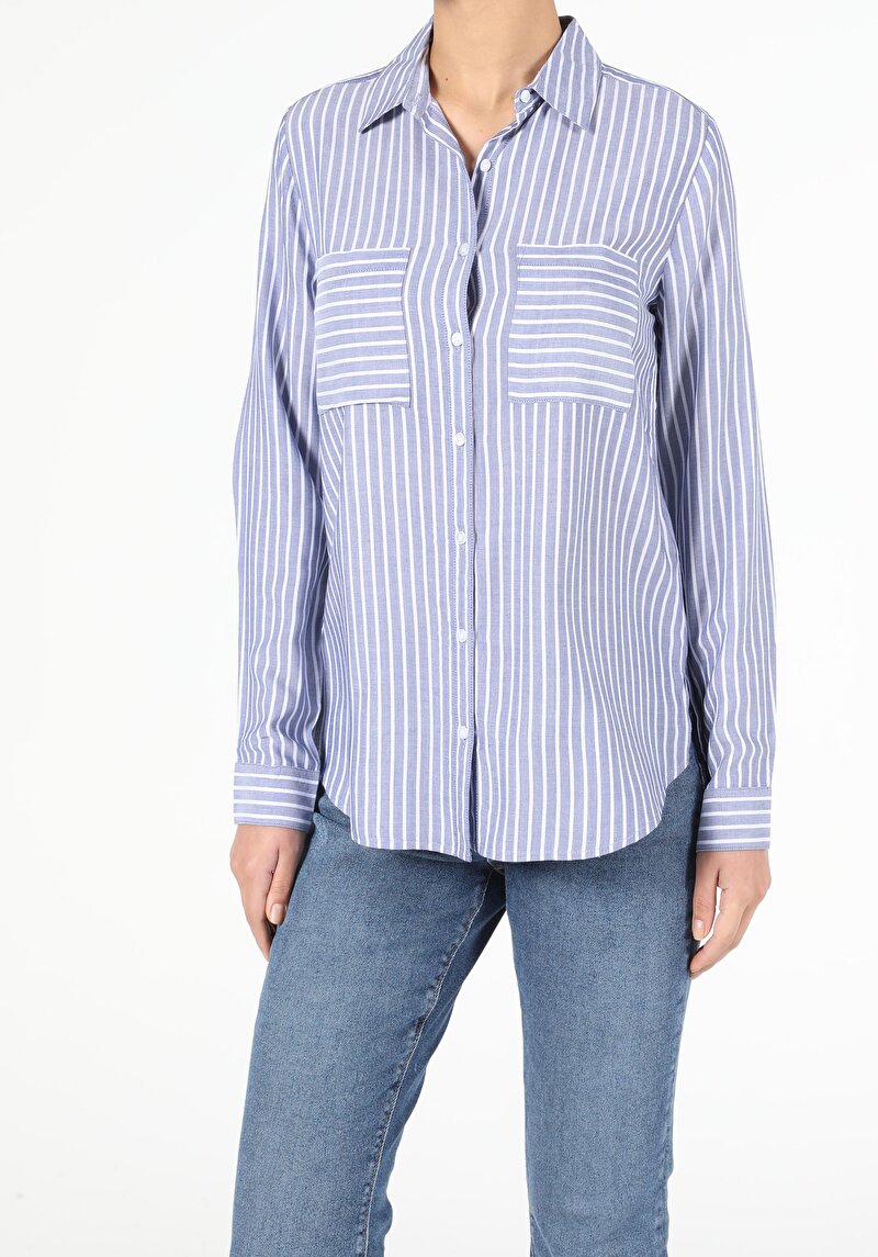 Показати інформацію про Сорочка З Довгим Рукавом Жіноча Блакитна  Cl1047850