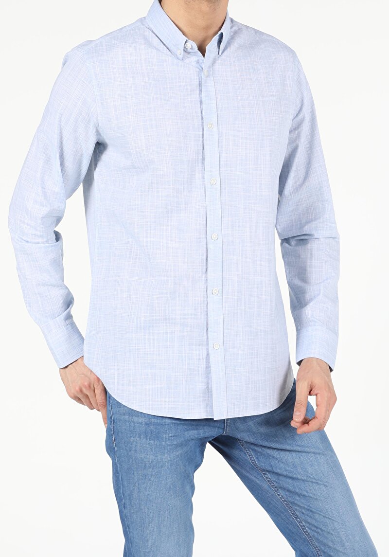 Показати інформацію про Сорочка З Довгим Рукавом Чоловіча Блакитна  Cl1053685