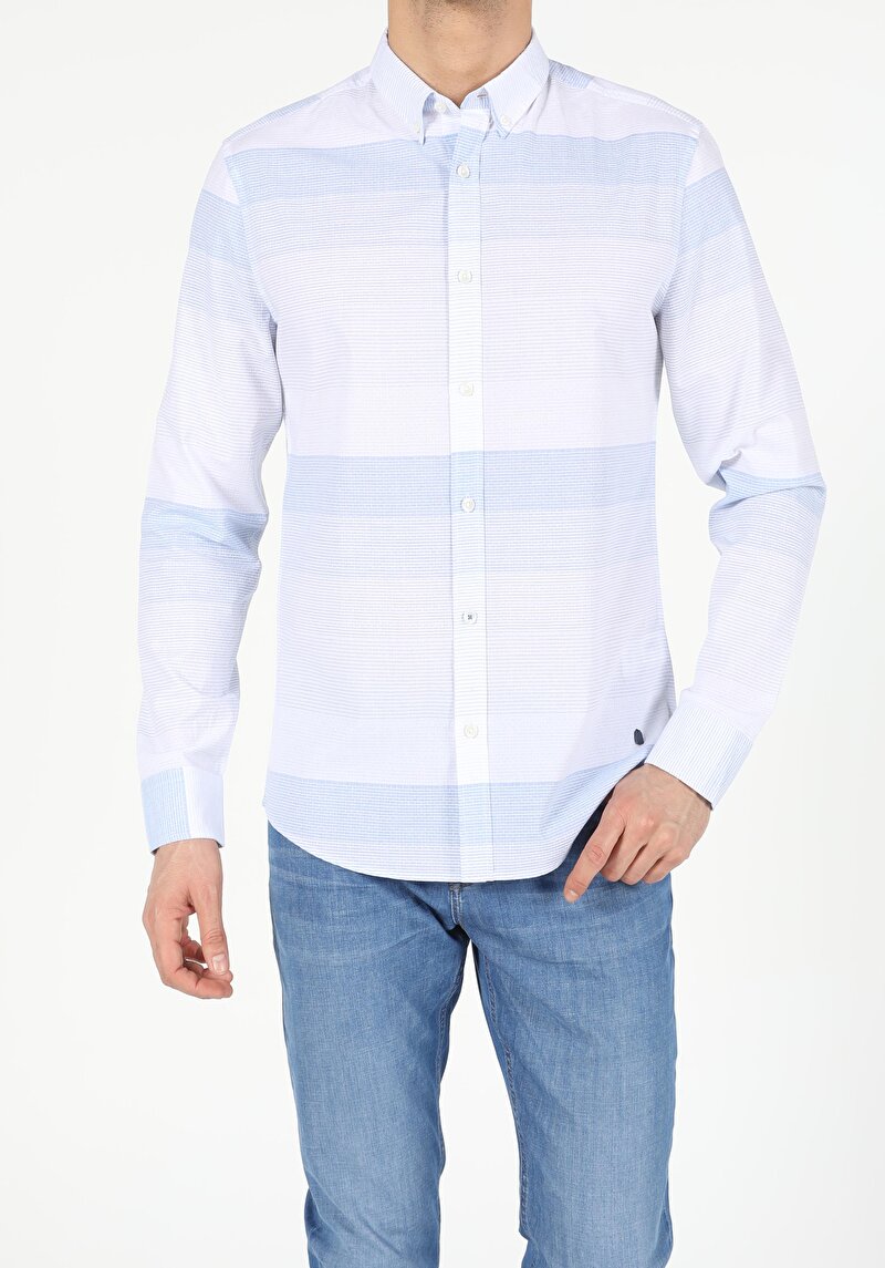 Зображення Сорочка З Довгим Рукавом Чоловіча Блакитна  Cl1053805