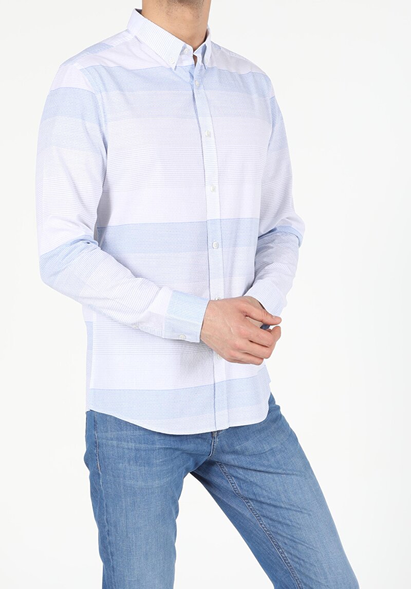 Показати інформацію про Сорочка З Довгим Рукавом Чоловіча Блакитна  Cl1053805