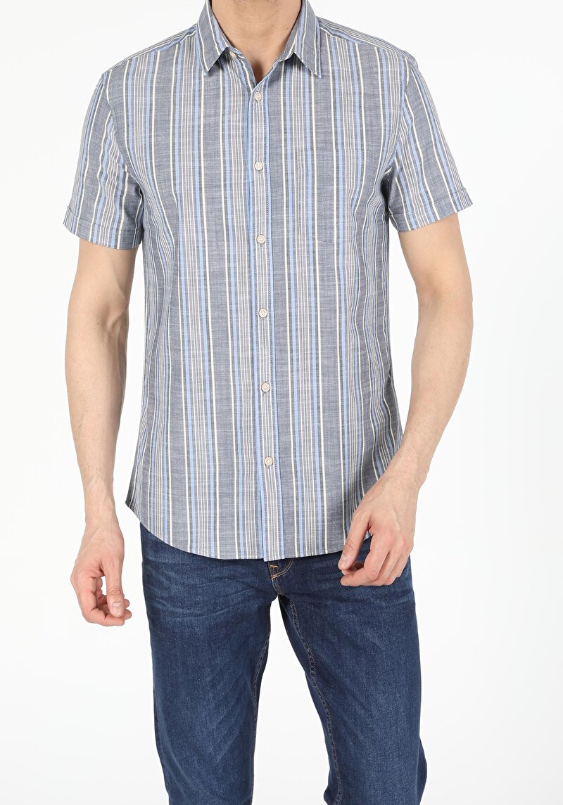 Показати інформацію про Сорочка З Коротким Рукавом Чоловіча Сіра  Cl1053950