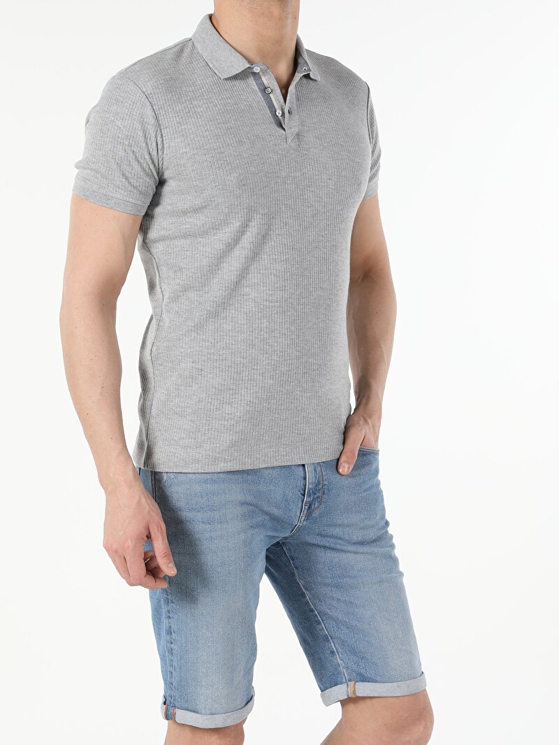 Показати інформацію про Поло Чоловіче Сіре Вузького Крою Cl1050198