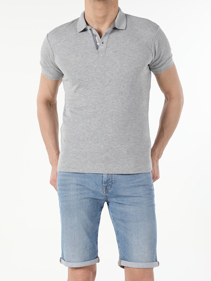 Показати інформацію про Поло Чоловіче Сіре Вузького Крою Cl1050198