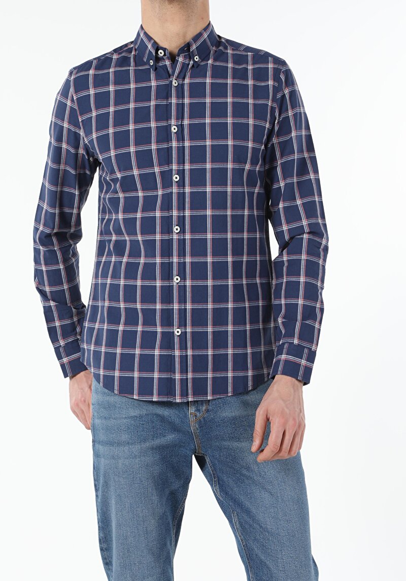 Показати інформацію про Сорочка З Довгим Рукавом Чоловіча Синя  Cl1052916