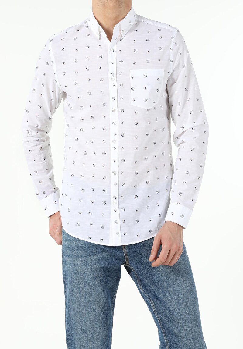 Показати інформацію про Сорочка З Довгим Рукавом Чоловіча Біла  Cl1054250