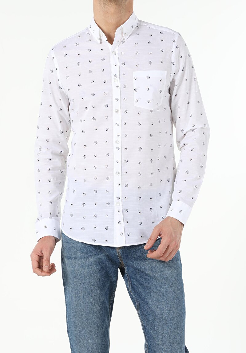 Показати інформацію про Сорочка З Довгим Рукавом Чоловіча Біла  Cl1054250