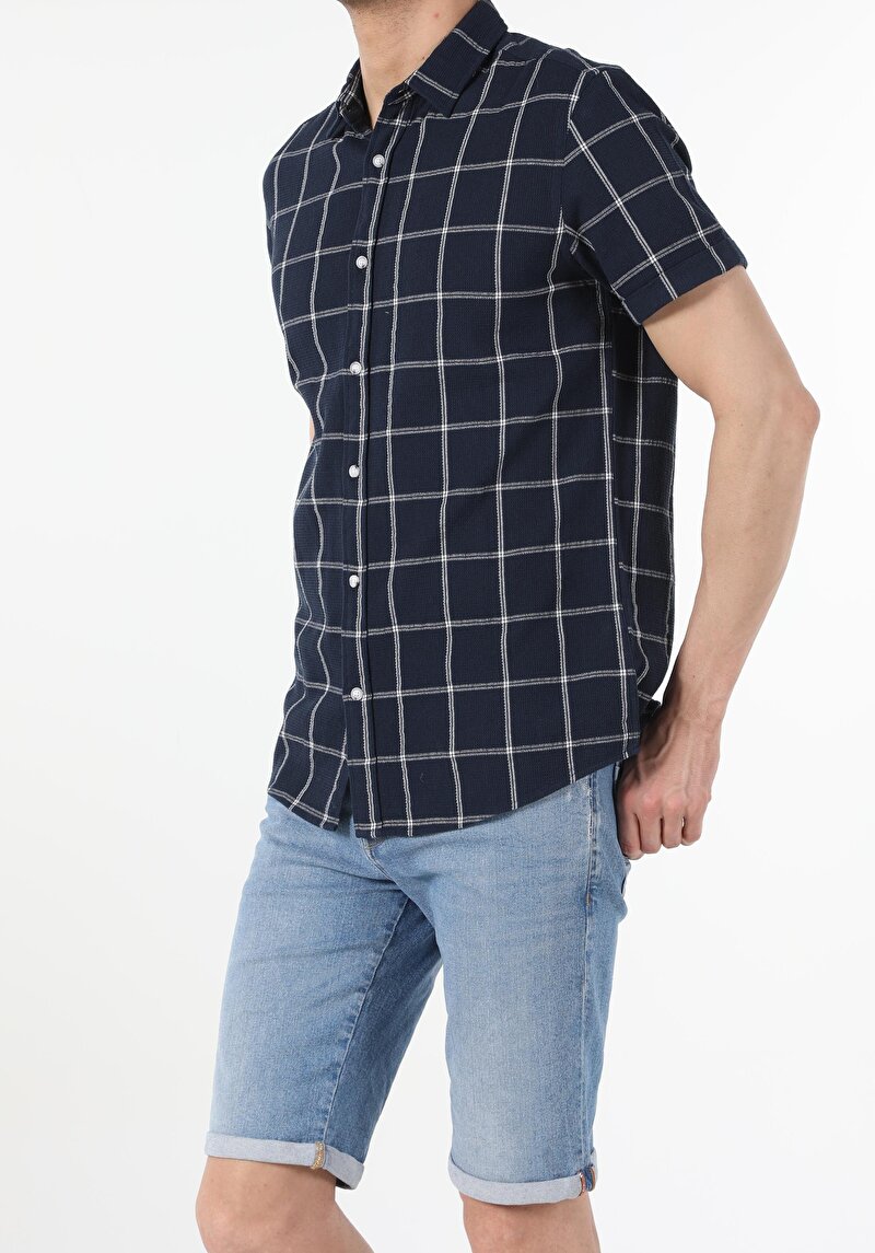 Зображення Сорочка З Коротким Рукавом Чоловіча Синя Cl1053791