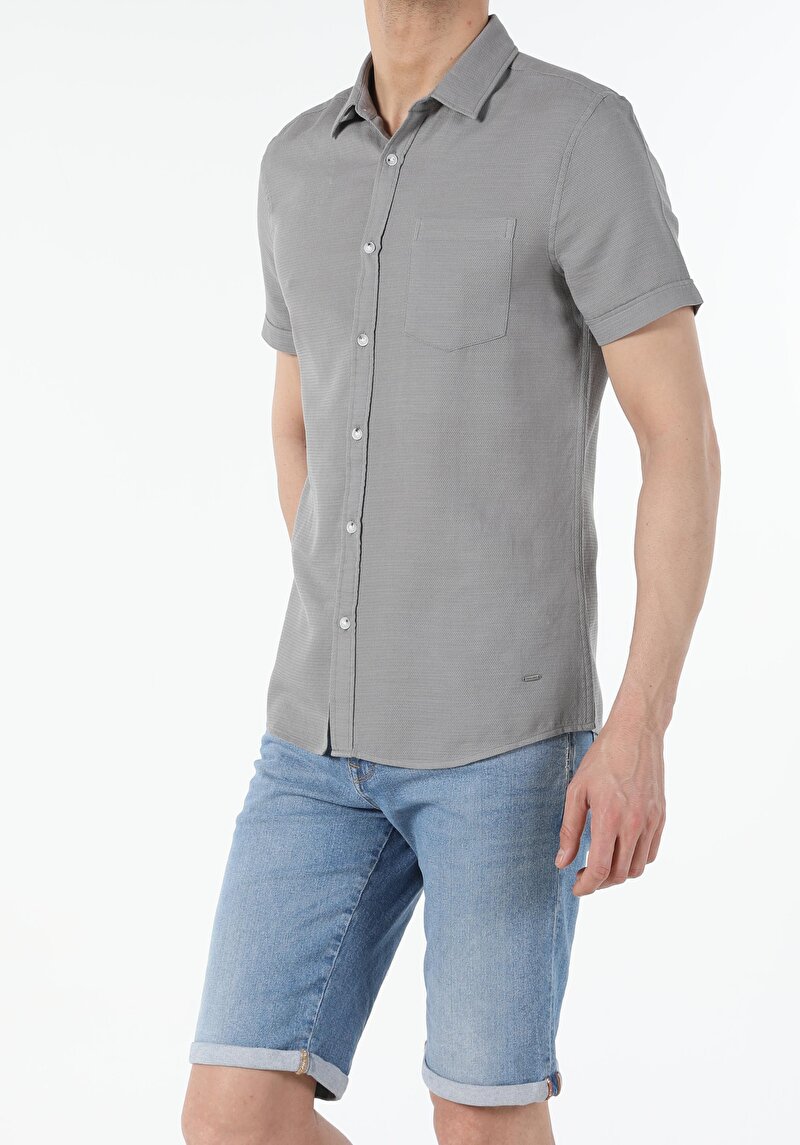 Показати інформацію про Сорочка З Коротким Рукавом Чоловіча Сіра  Cl1054246