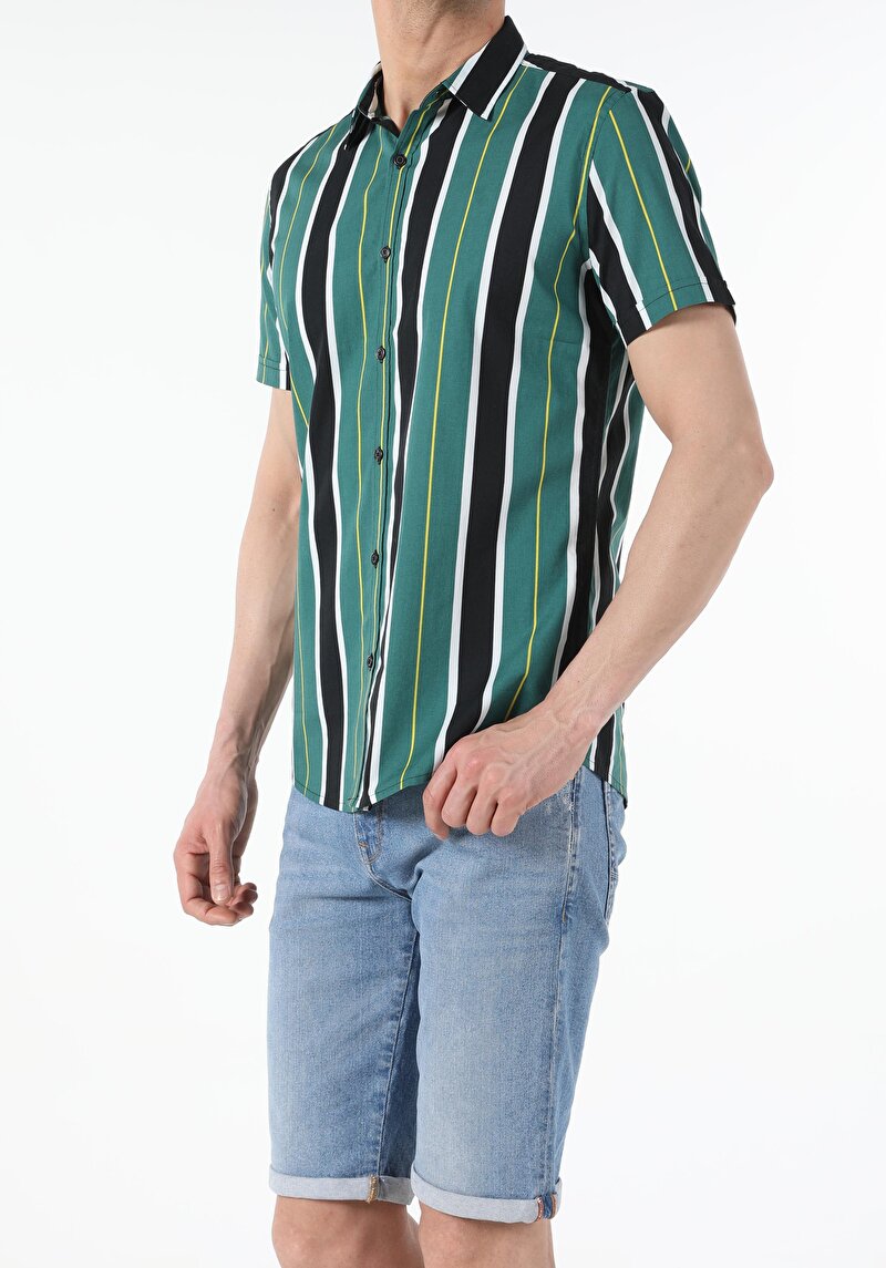 Показати інформацію про Сорочка З Коротким Рукавом Чоловіча Зелена  Cl1054247