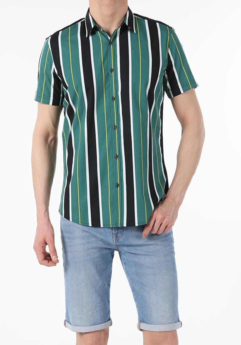 Показати інформацію про Сорочка З Коротким Рукавом Чоловіча Зелена  Cl1054247