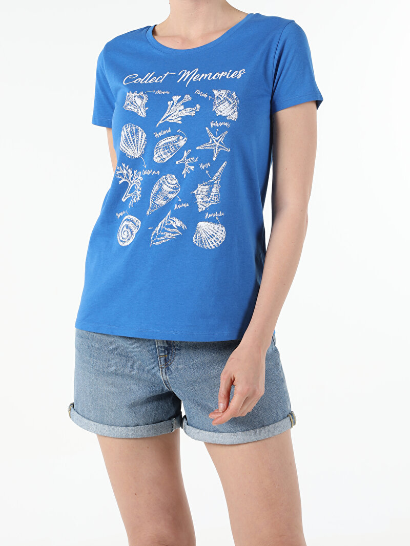 Показати інформацію про Футболка З Коротким Рукавом Жіноча Блакитна  Cl1054400