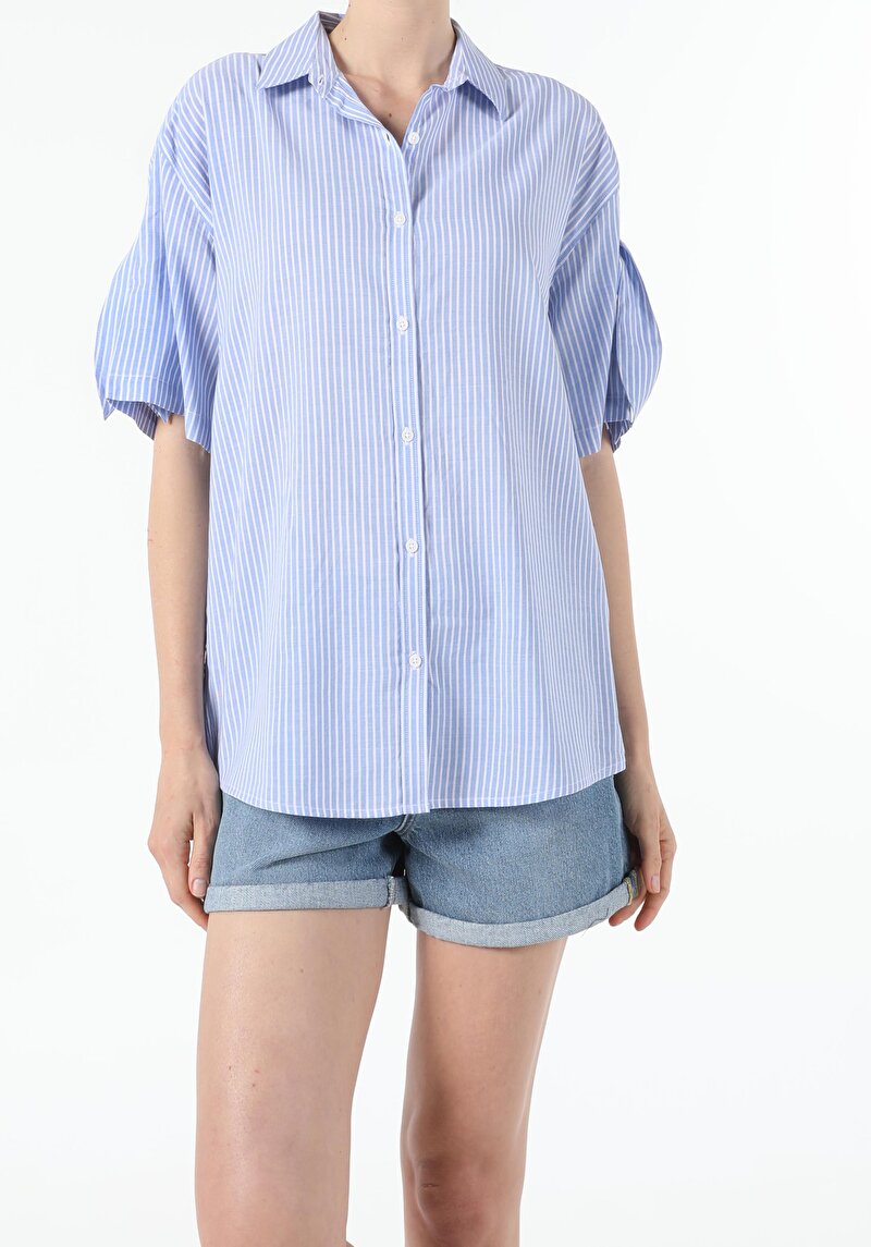 Зображення Сорочка З Коротким Рукавом Жіноча Блакитна Cl1054681