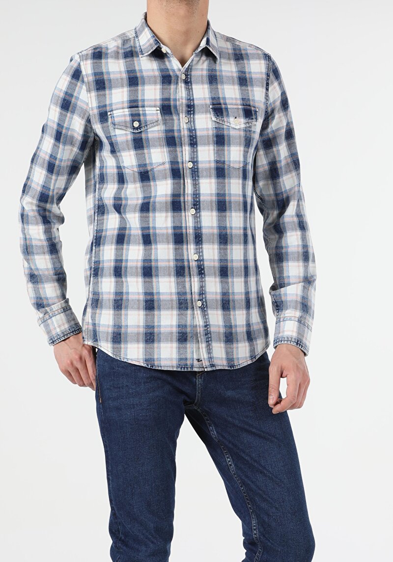 Показати інформацію про Сорочка З Довгим Рукавом Чоловіча Синя  Cl1053943