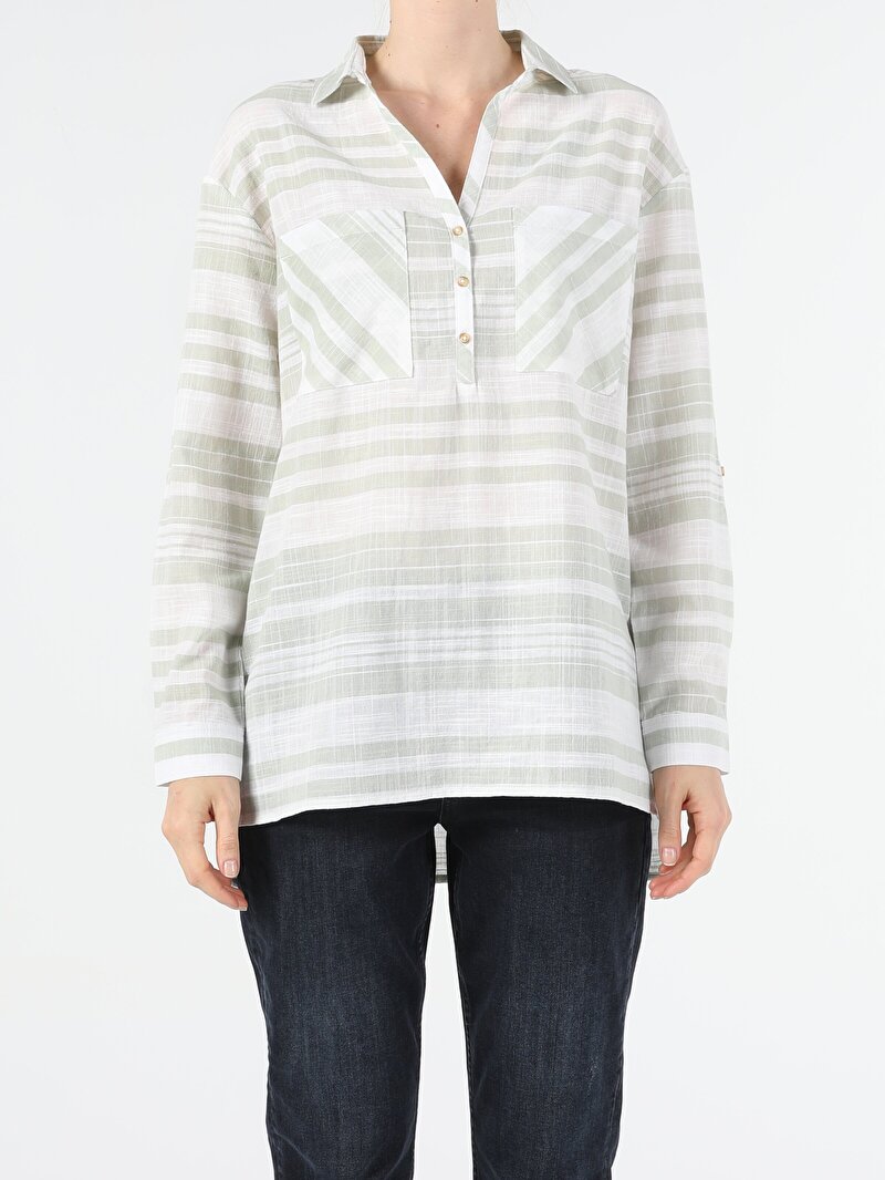 Показати інформацію про Сорочка З Довгим Рукавом Жіноча Зелена  Cl1054197