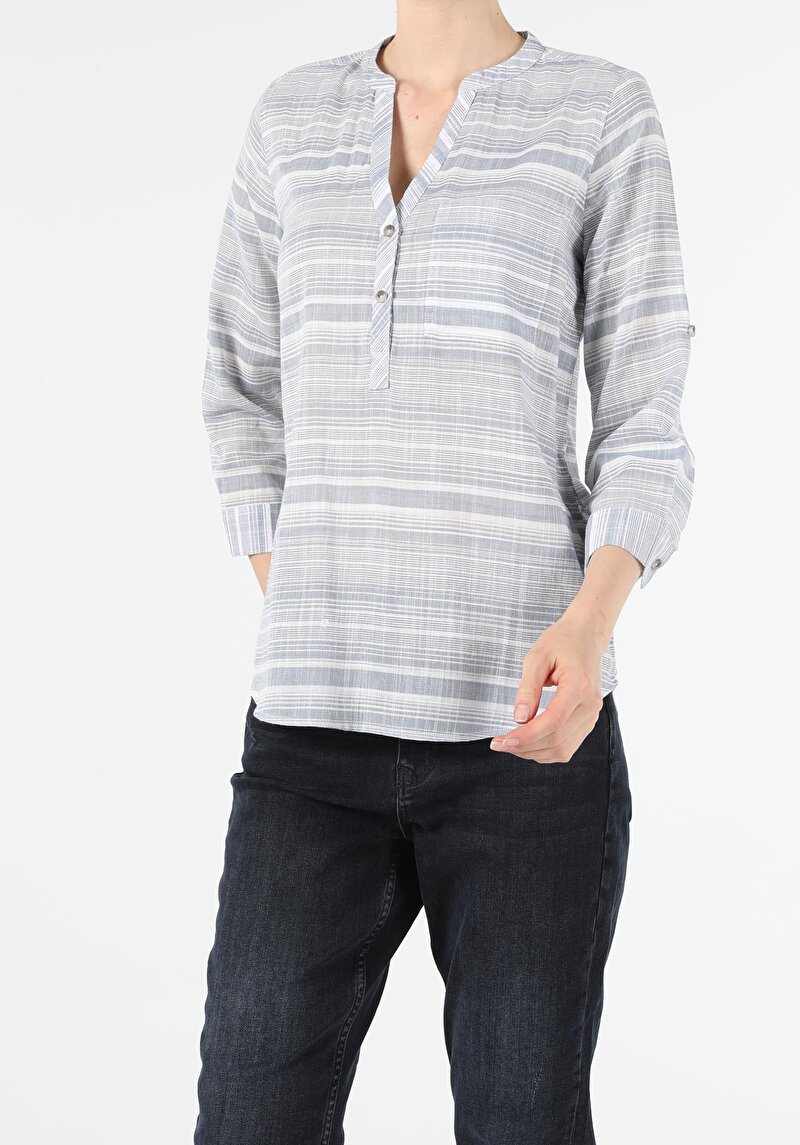 Зображення Сорочка З Довгим Рукавом Жіноча Блакитна  Cl1054118