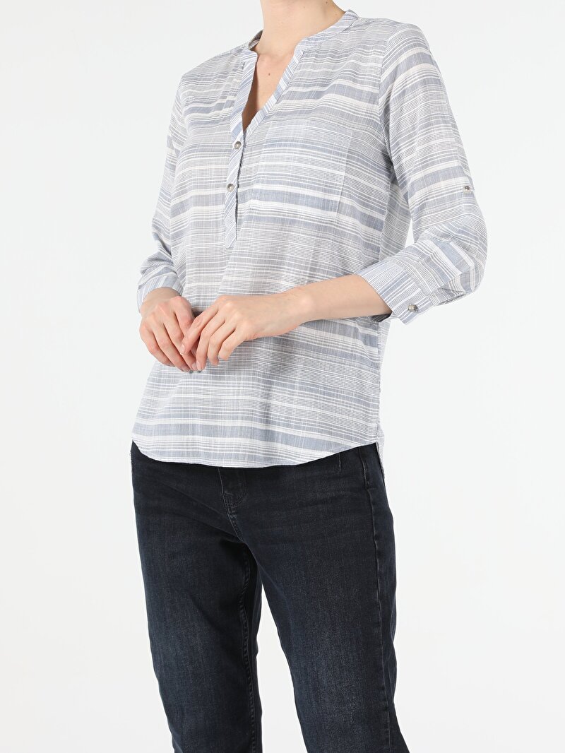 Зображення Сорочка З Довгим Рукавом Жіноча Блакитна  Cl1054118