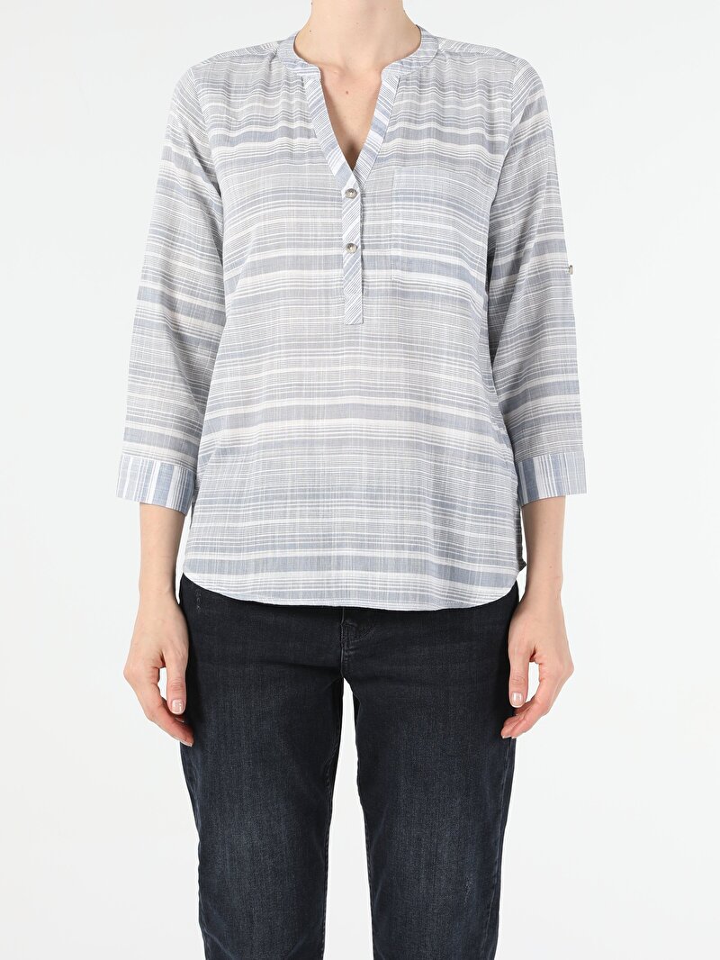 Зображення Сорочка З Довгим Рукавом Жіноча Блакитна  Cl1054118