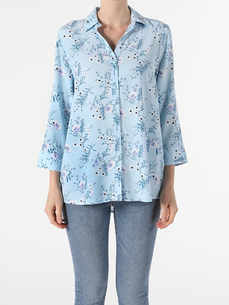 Показати інформацію про Сорочка З Довгим Рукавом Жіноча Блакитна  Cl1054201