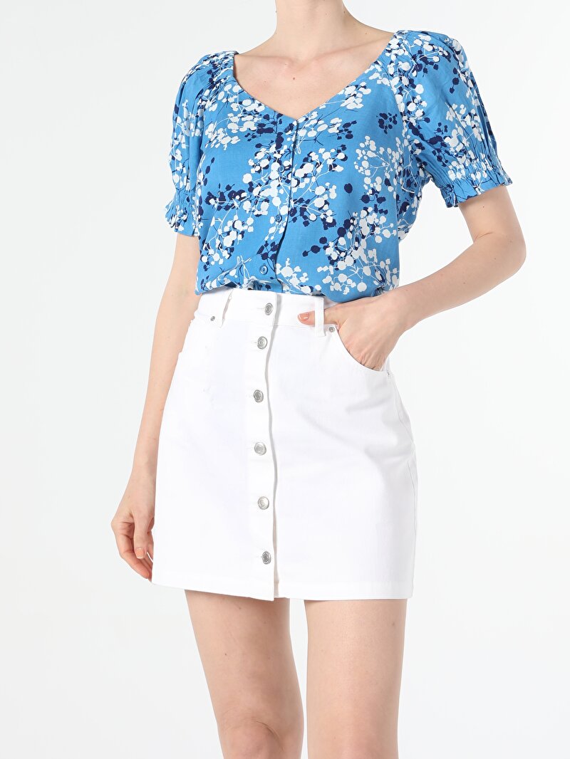 Зображення Сорочка З Коротким Рукавом Жіноча Блакитна Cl1054188