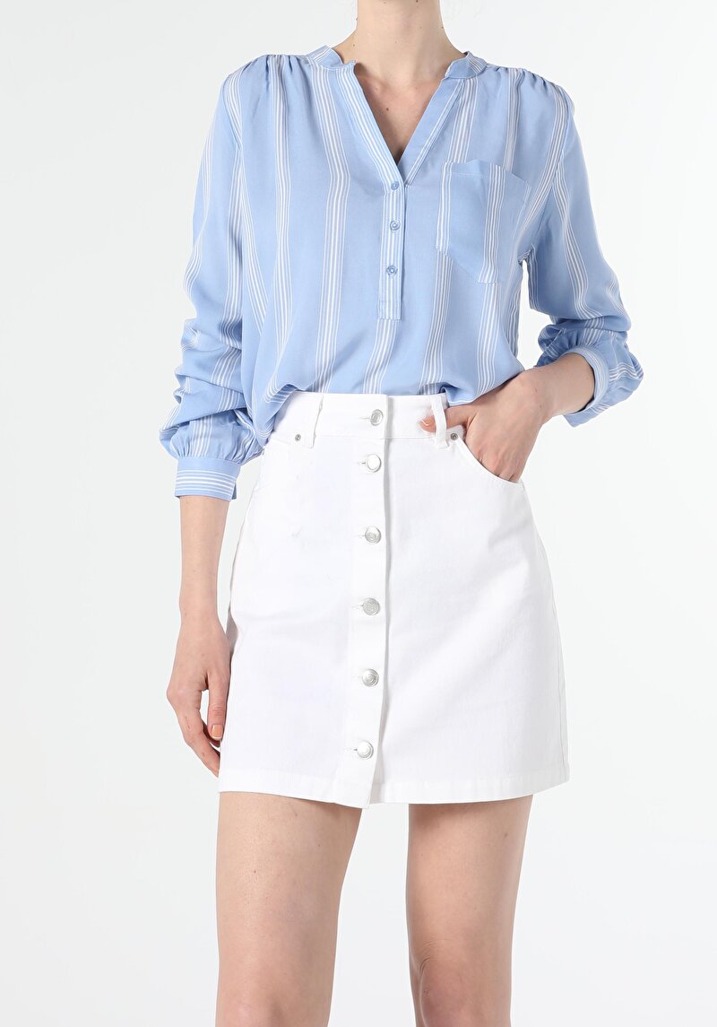 Зображення Сорочка З Довгим Рукавом Жіноча Блакитна  Cl1047842