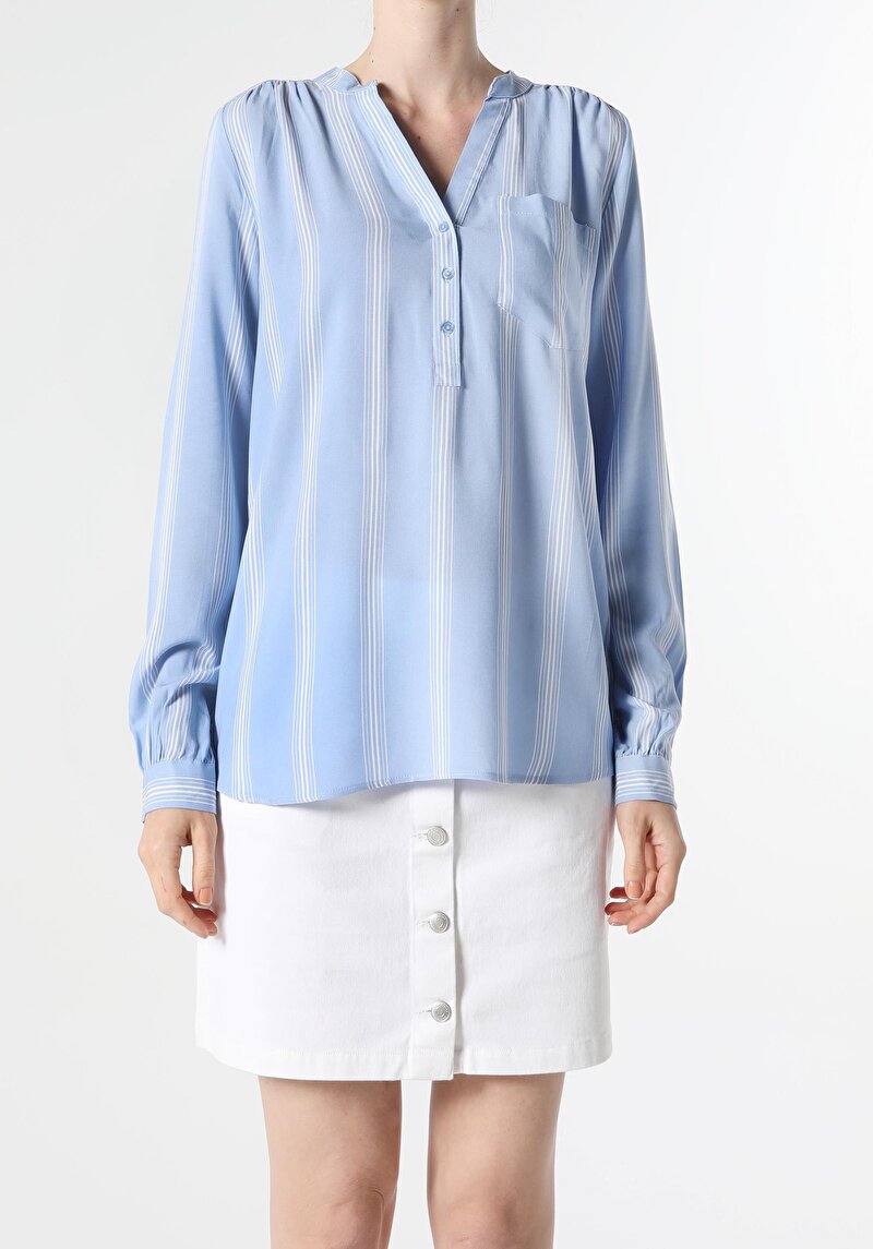 Показати інформацію про Сорочка З Довгим Рукавом Жіноча Блакитна  Cl1047842