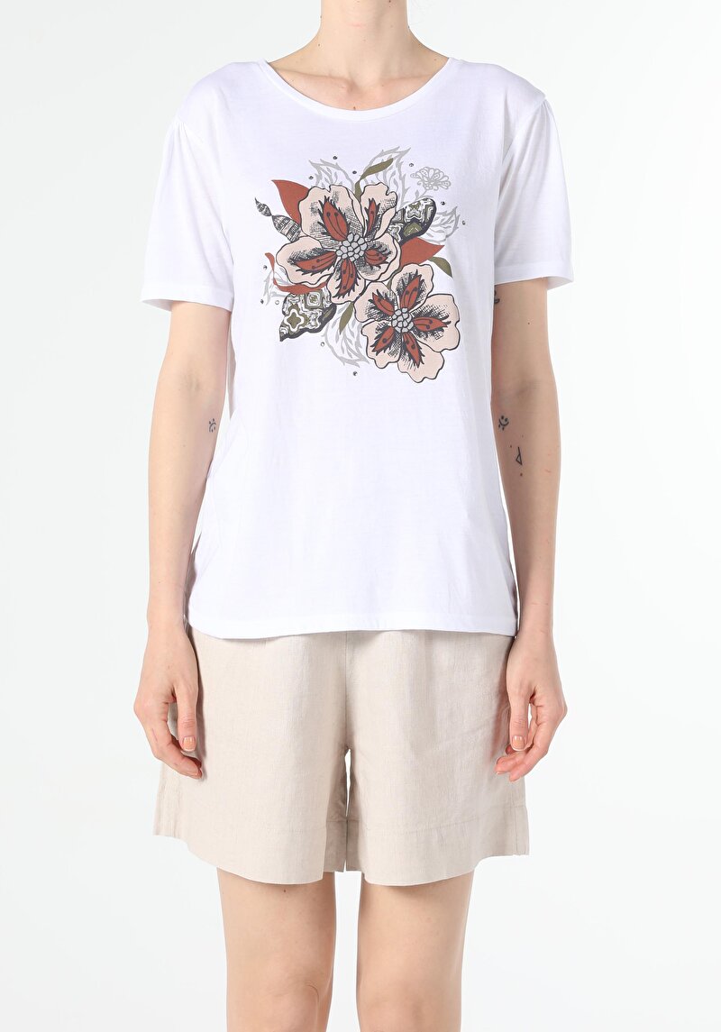 Показати інформацію про Футболка З Коротким Рукавом Жіноча Біла  Cl1056416