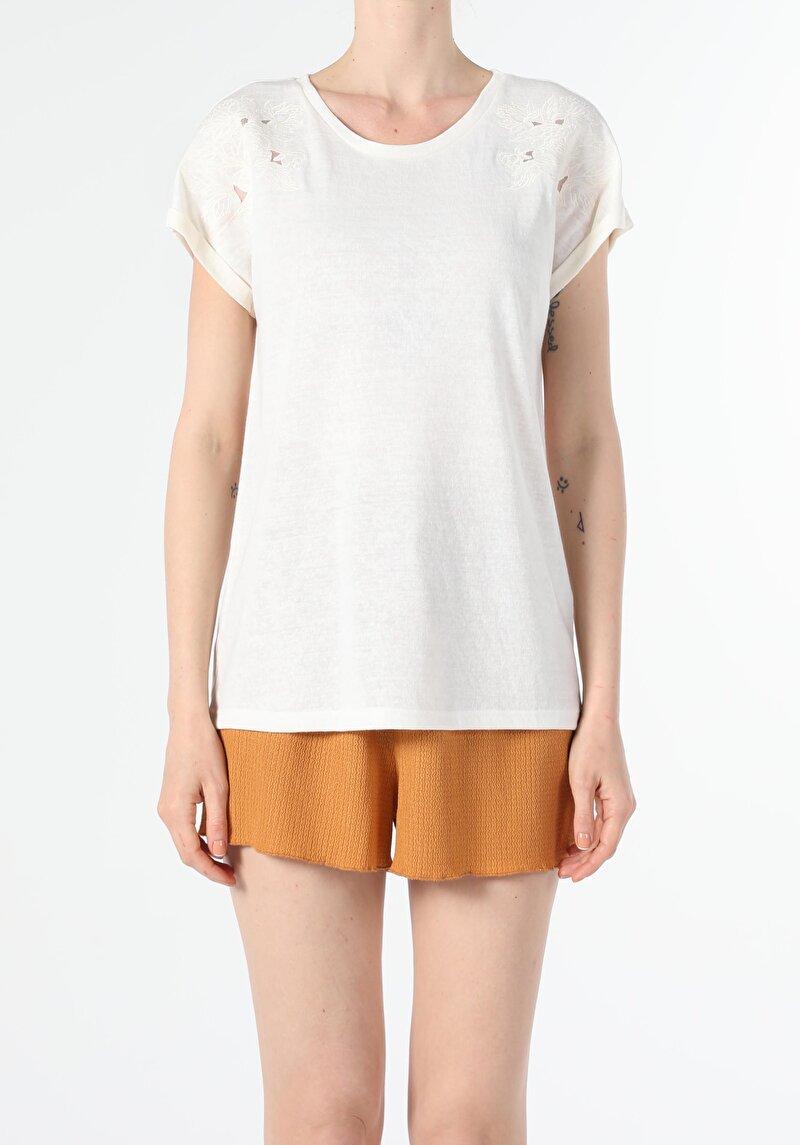 Показати інформацію про Футболка З Коротким Рукавом Жіноча Бежева  Cl1056399