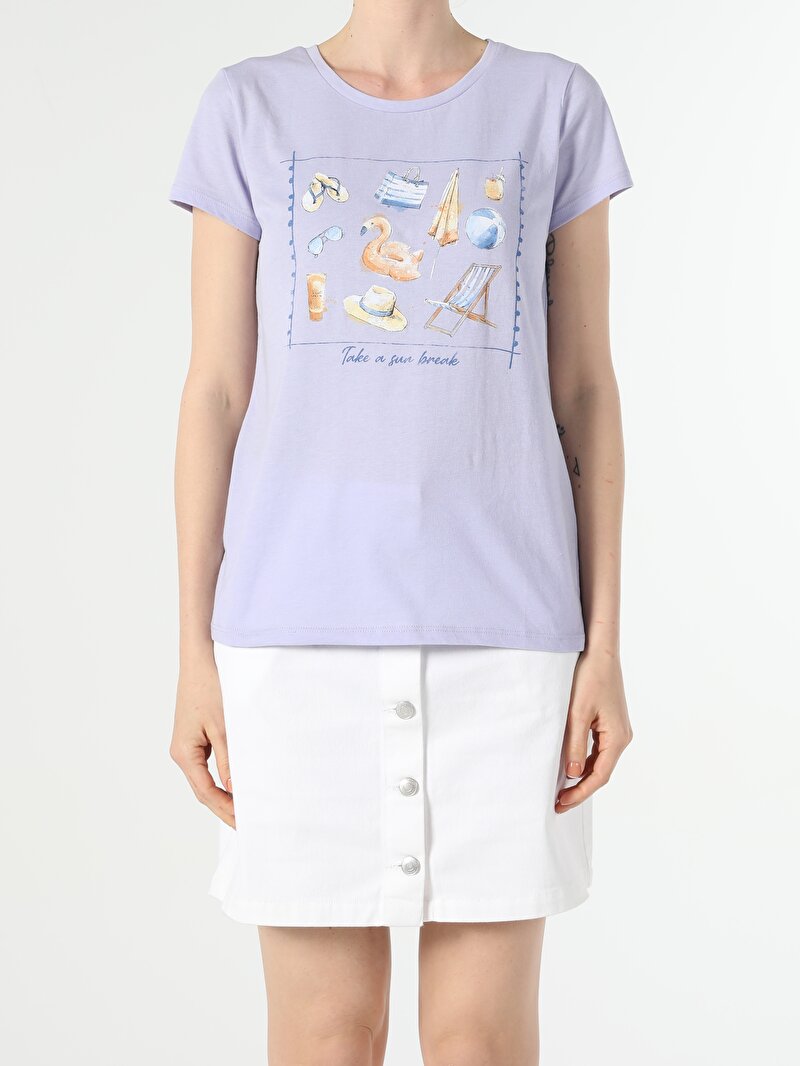 Показати інформацію про Футболка З Коротким Рукавом Жіноча Фіолетова  Cl1053903