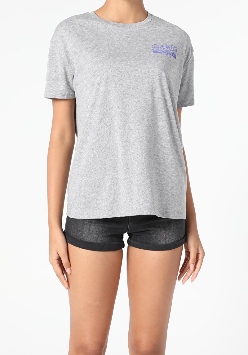 Показати інформацію про Футболка З Коротким Рукавом Жіноча Сіра  Cl1056377