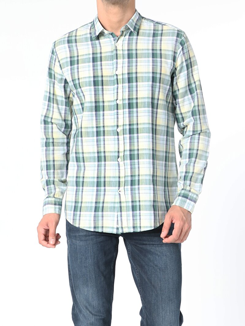 Показати інформацію про Сорочка З Довгим Рукавом Чоловіча Зелена  Cl1054980