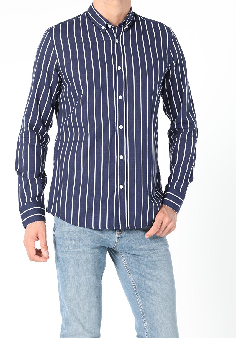 Показати інформацію про Сорочка З Довгим Рукавом Чоловіча Синя  Cl1056394