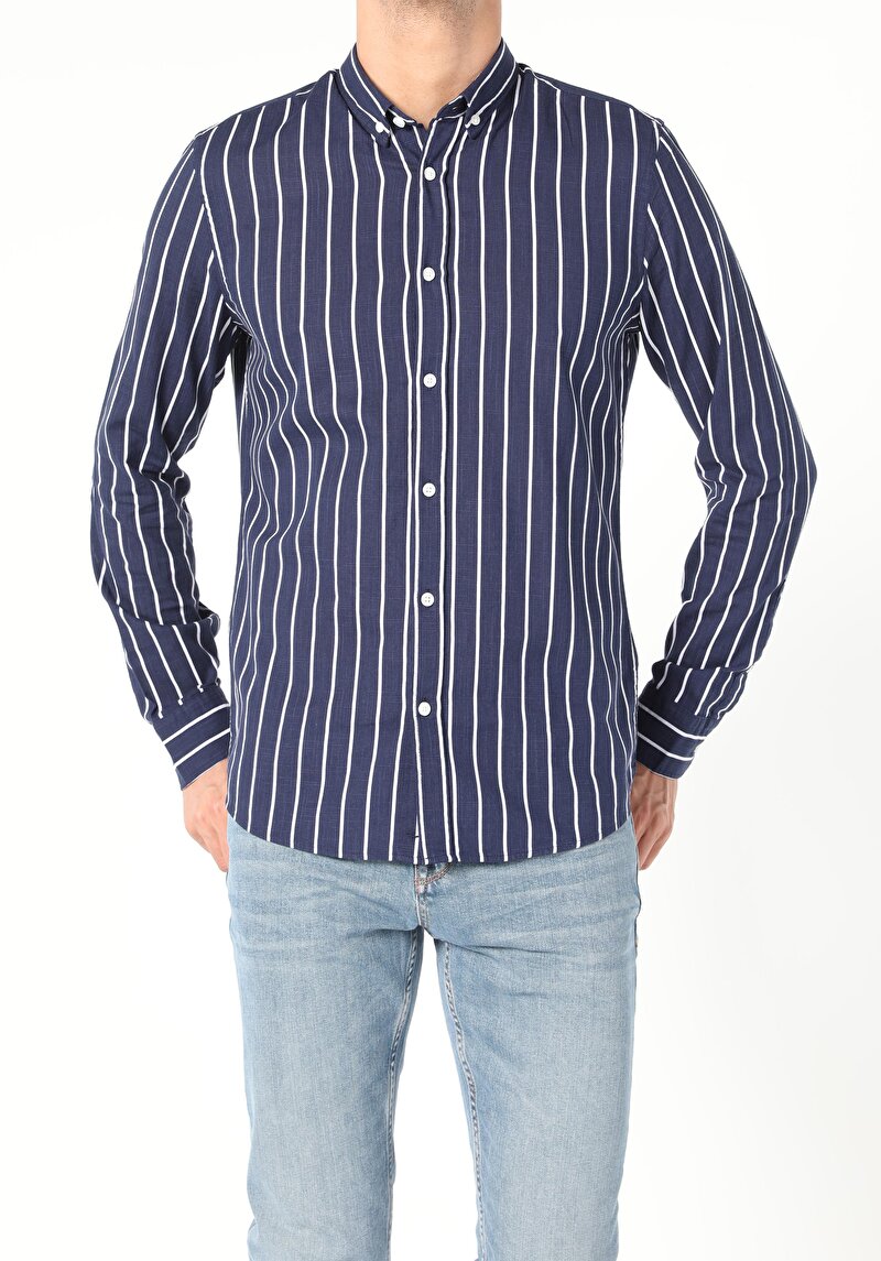 Показати інформацію про Сорочка З Довгим Рукавом Чоловіча Синя  Cl1056394