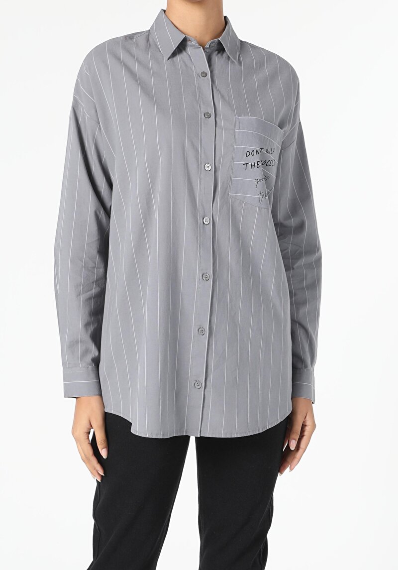 Показати інформацію про Сорочка З Довгим Рукавом Жіноча Сіра  Cl1055002