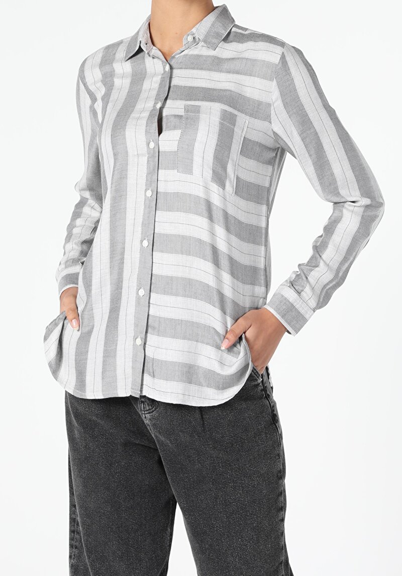Зображення Сорочка З Довгим Рукавом Жіноча Сіра Cl1055005