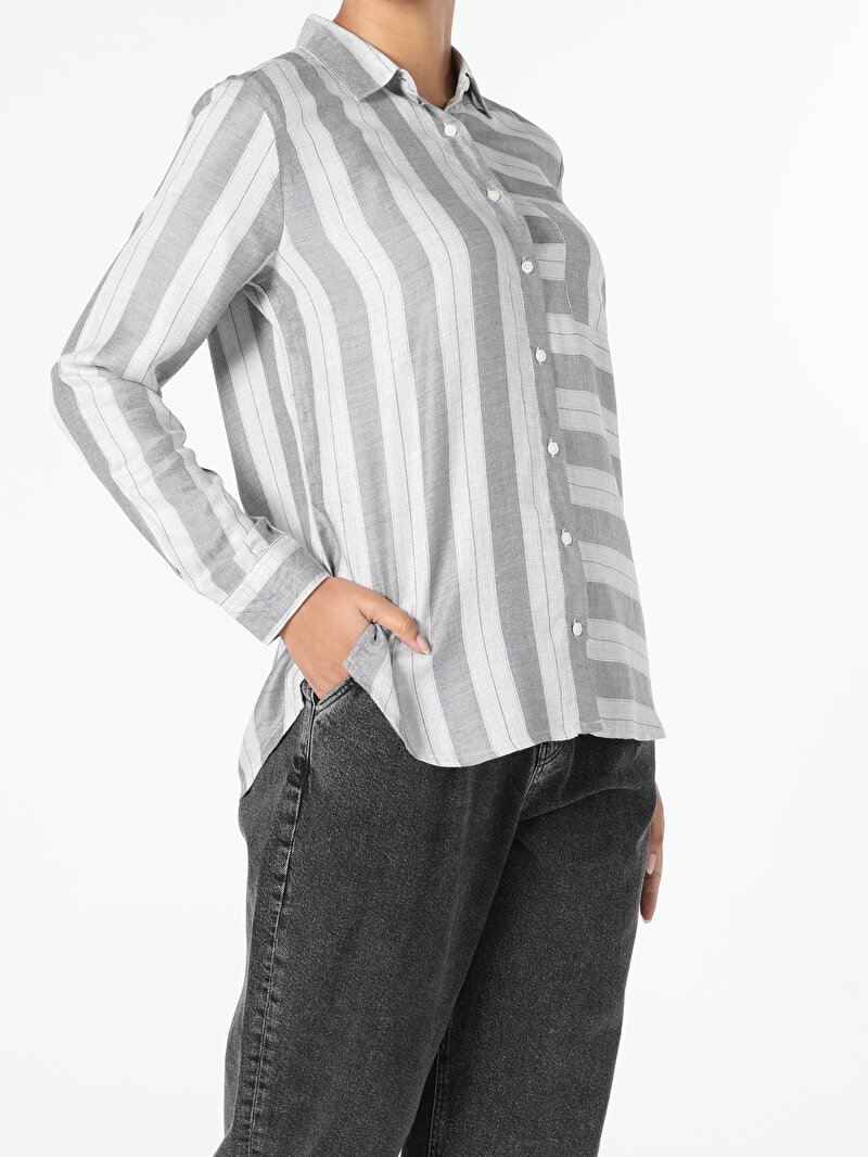 Показати інформацію про Сорочка З Довгим Рукавом Жіноча Сіра  Cl1055005