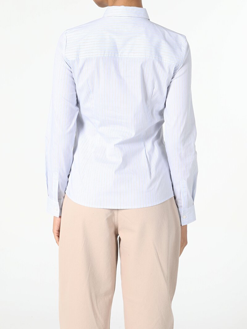 Зображення Сорочка З Довгим Рукавом Жіноча Блакитна Cl1045017