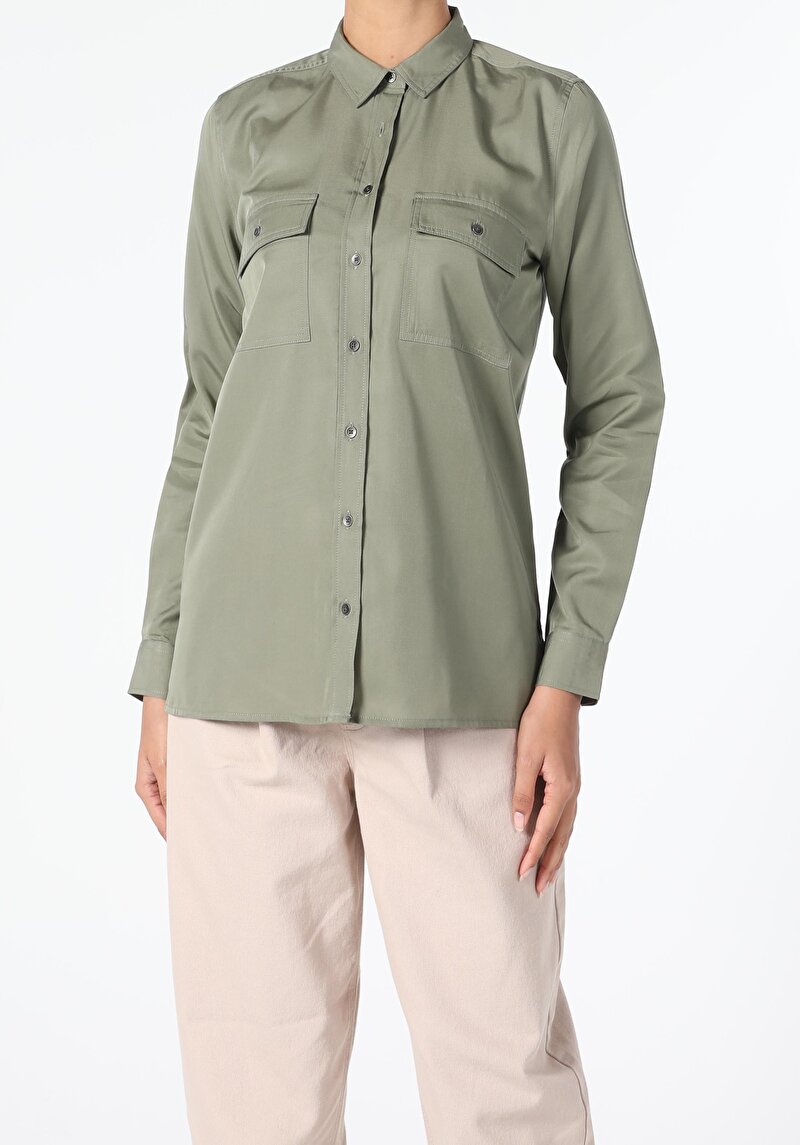 Показати інформацію про Сорочка З Довгим Рукавом Жіноча Зелена  Cl1056486