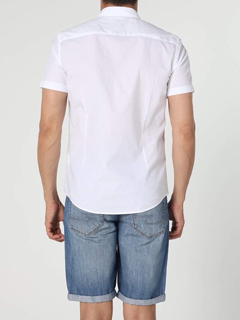 Показати інформацію про Сорочка З Коротким Рукавом Чоловіча Біла Вузького Крою Cl1053596