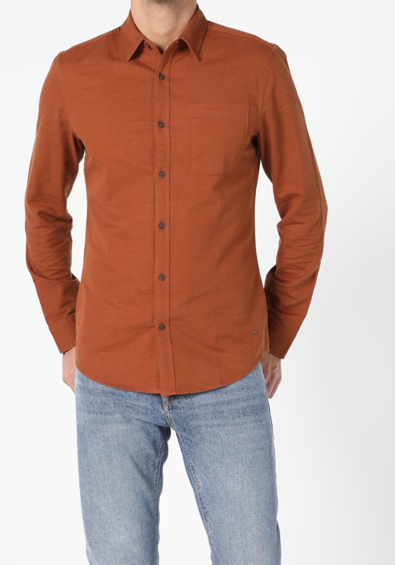 Зображення Сорочка З Довгим Рукавом Чоловіча Коричнева  Cl1054986