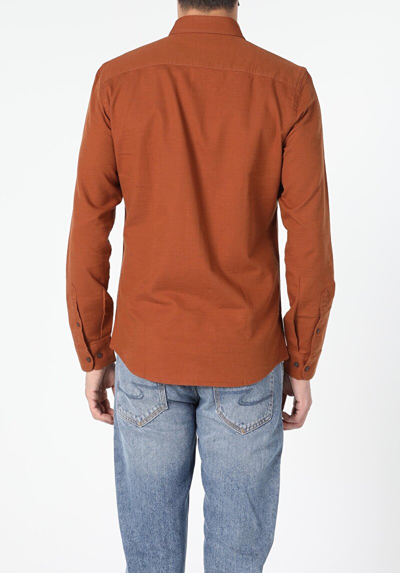 Показати інформацію про Сорочка З Довгим Рукавом Чоловіча Коричнева  Cl1054986