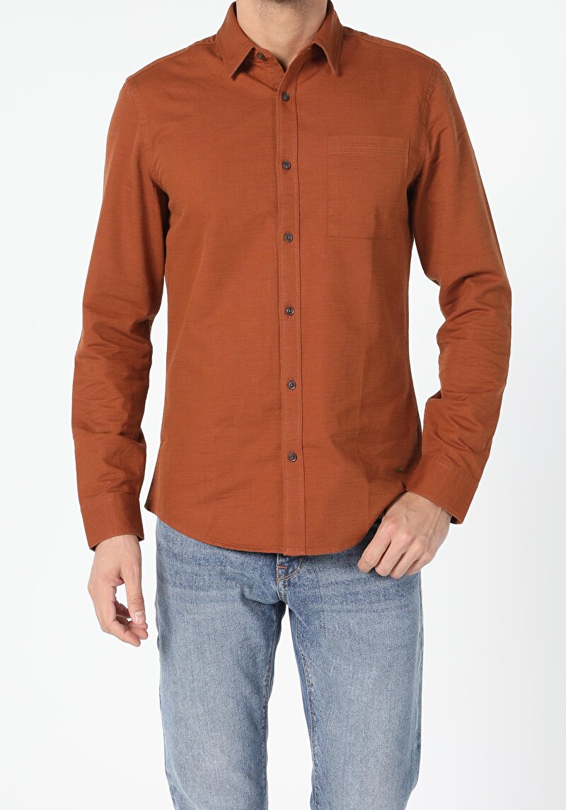 Показати інформацію про Сорочка З Довгим Рукавом Чоловіча Коричнева  Cl1054986