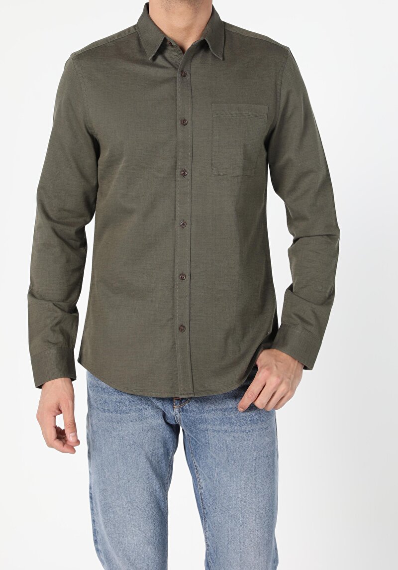 Зображення Сорочка З Довгим Рукавом Чоловіча Зелена  Cl1054986