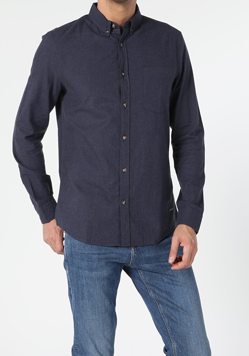 Зображення Сорочка З Довгим Рукавом Чоловіча Синя  Cl1054987