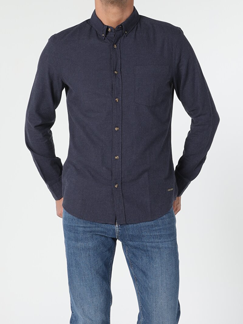 Показати інформацію про Сорочка З Довгим Рукавом Чоловіча Синя  Cl1054987