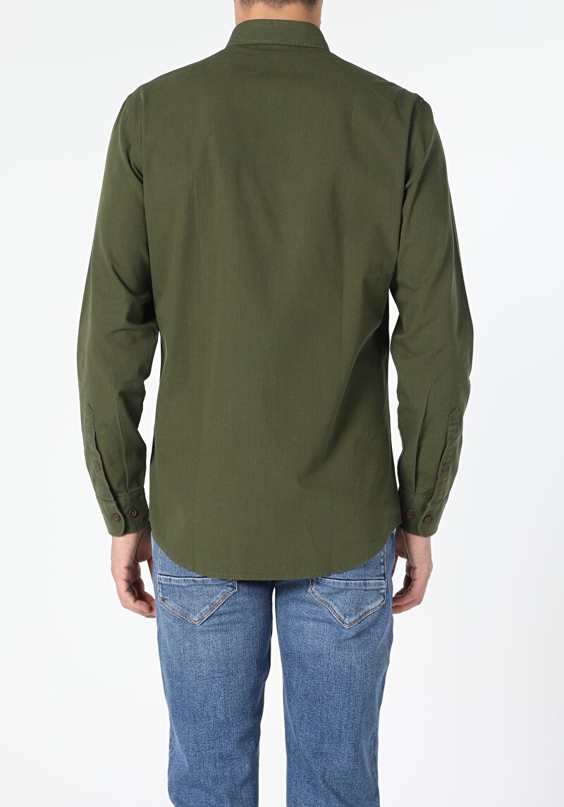 Показати інформацію про Сорочка З Довгим Рукавом Чоловіча Зелена  Cl1055648