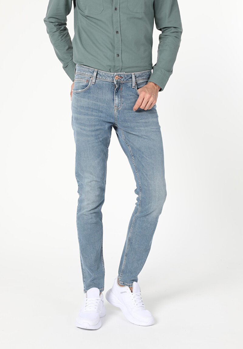 Зображення 044 Karl Джинси Чоловічі Блакитні Прямого Крою Cl1056205